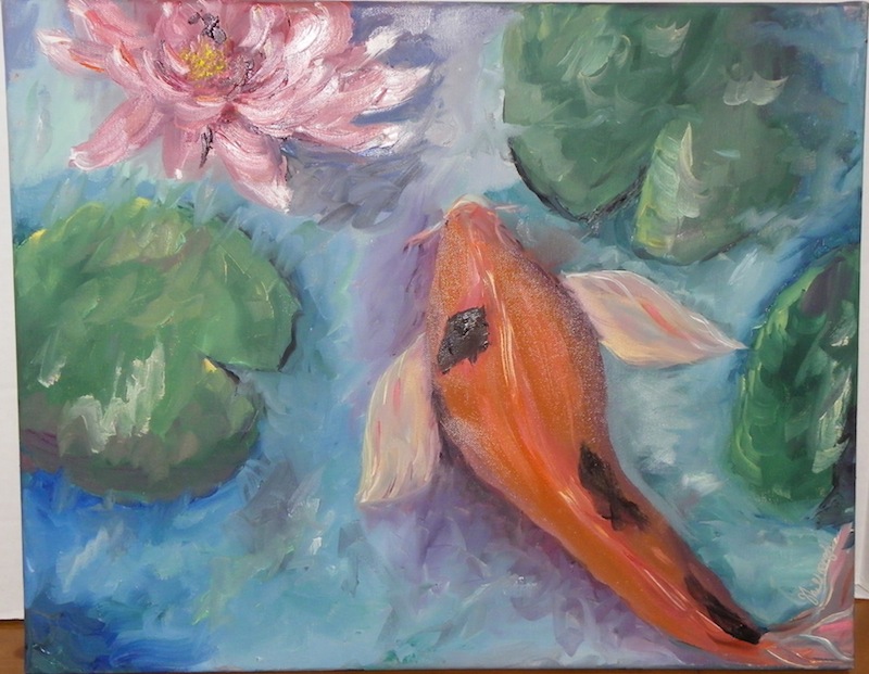 Swimming in the lilies Oil Painting