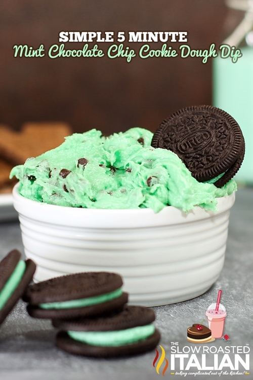 5 Minute Mint Chocolate Chip Cookie Dough Dip Recipe | The Slow Roasted Italian