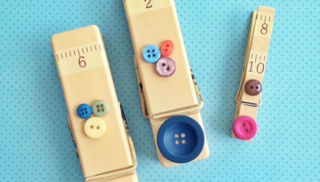 Easy clothespin magnet makeover with paint and buttons!